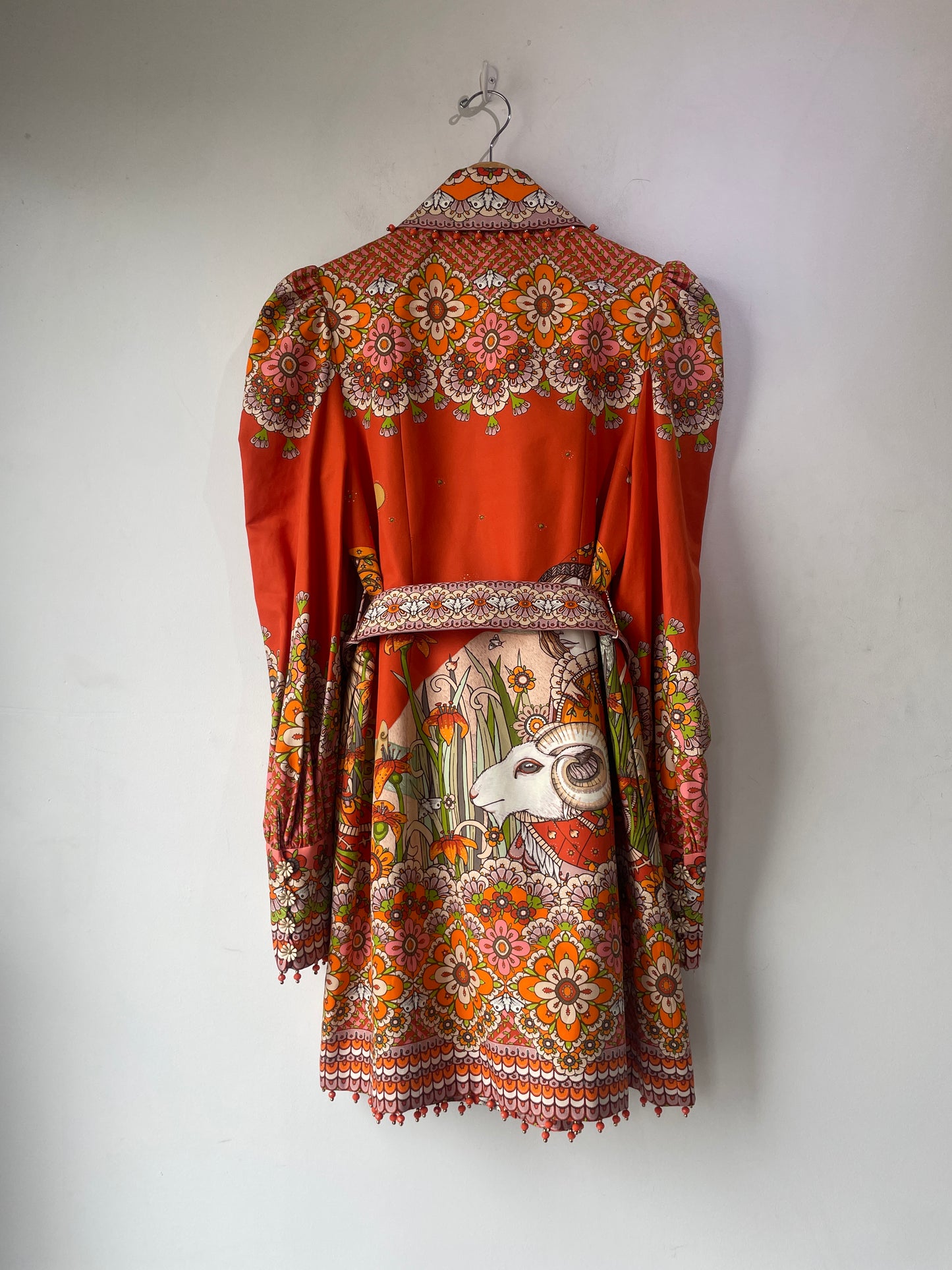 zimmerman orange dress $1,150 Zimmermann Postcard Puff Sleeve Mini Dress Swirl Floral Orange Size 0 XS