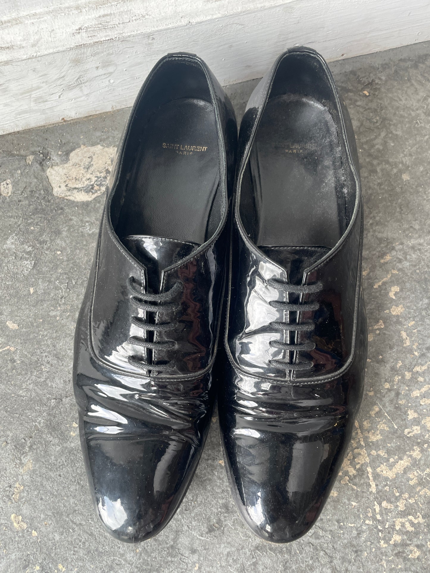 Yves Saint Laurent Black Patent Leather Oxfords The Curatorial Dept. Yves Saint Laurent Black Patent Leather Oxfords The Curatorial Dept.