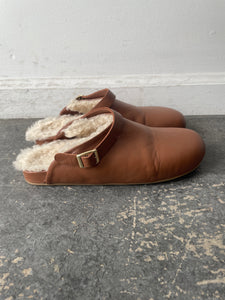 Beatrice Valenzuela Brown Shearling Slip-On Clogs