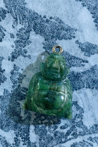 Vintage 14K Gold and Carved Jade Buddha Charm Pendant