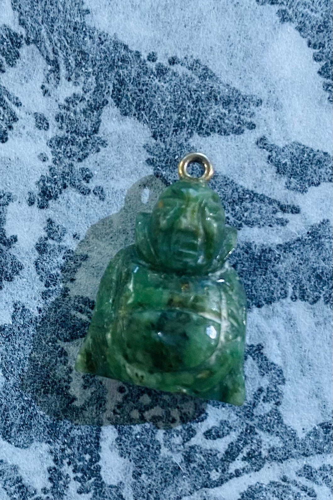 Vintage 14K Gold and Carved Jade Buddha Charm Pendant