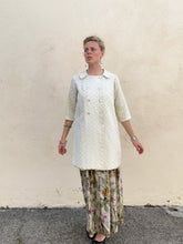 Vintage Cream Cross-Hatched and Silver Embellished Coat