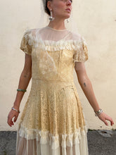 Antique Victorian Cream Lace and Tulle Wedding Dress