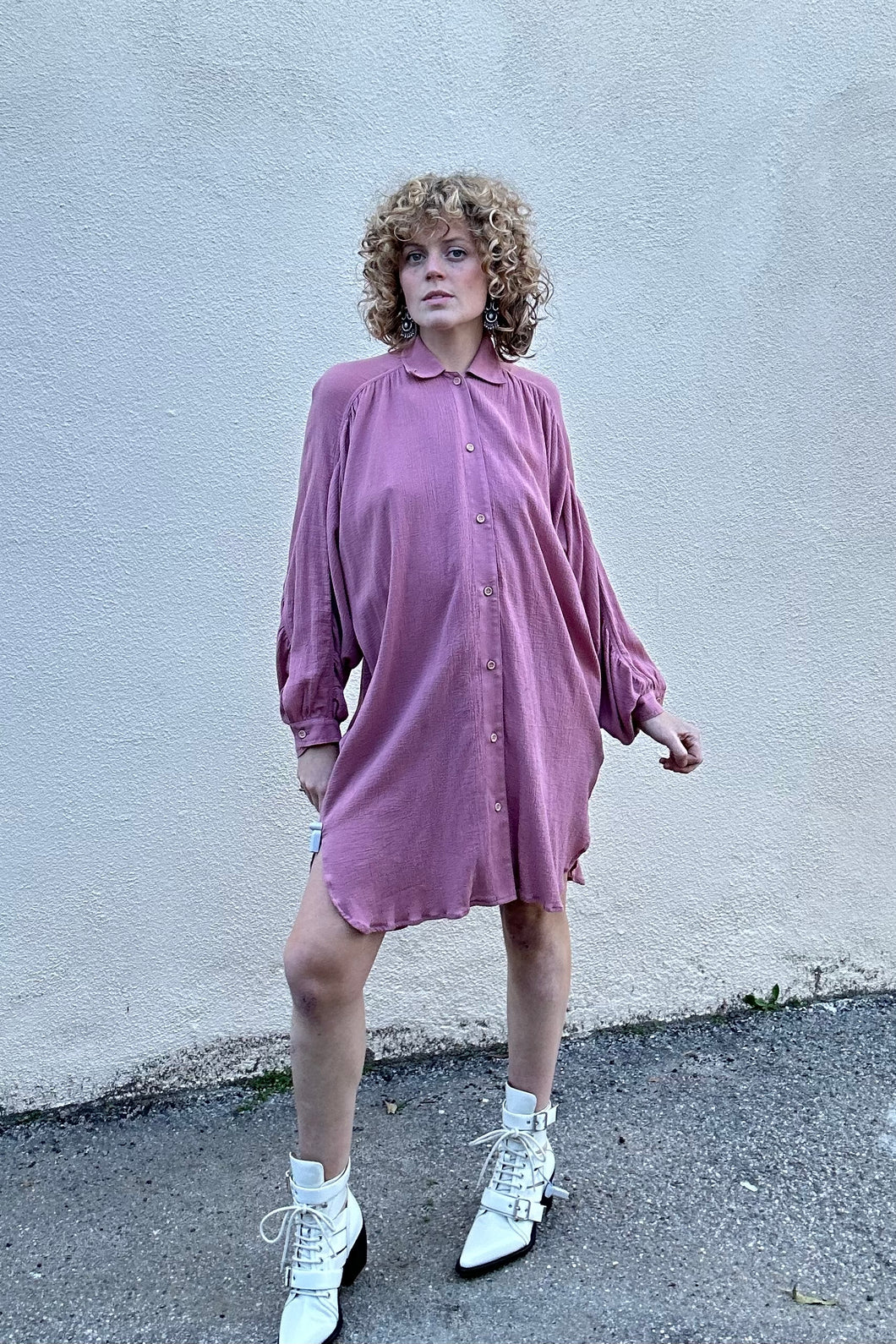 Electric Feathers Mauve Rimbaud Shirt Dress