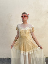 Antique Victorian Cream Lace and Tulle Wedding Dress