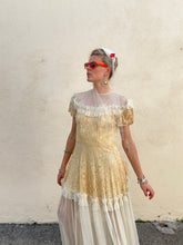 Antique Victorian Cream Lace and Tulle Wedding Dress