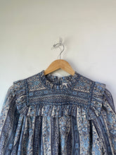 Doen Blue Paisley Ruffle Bridger Blouse