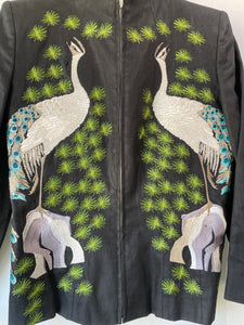 Alexander McQueen Embroidered Linen Peacocks Jacket