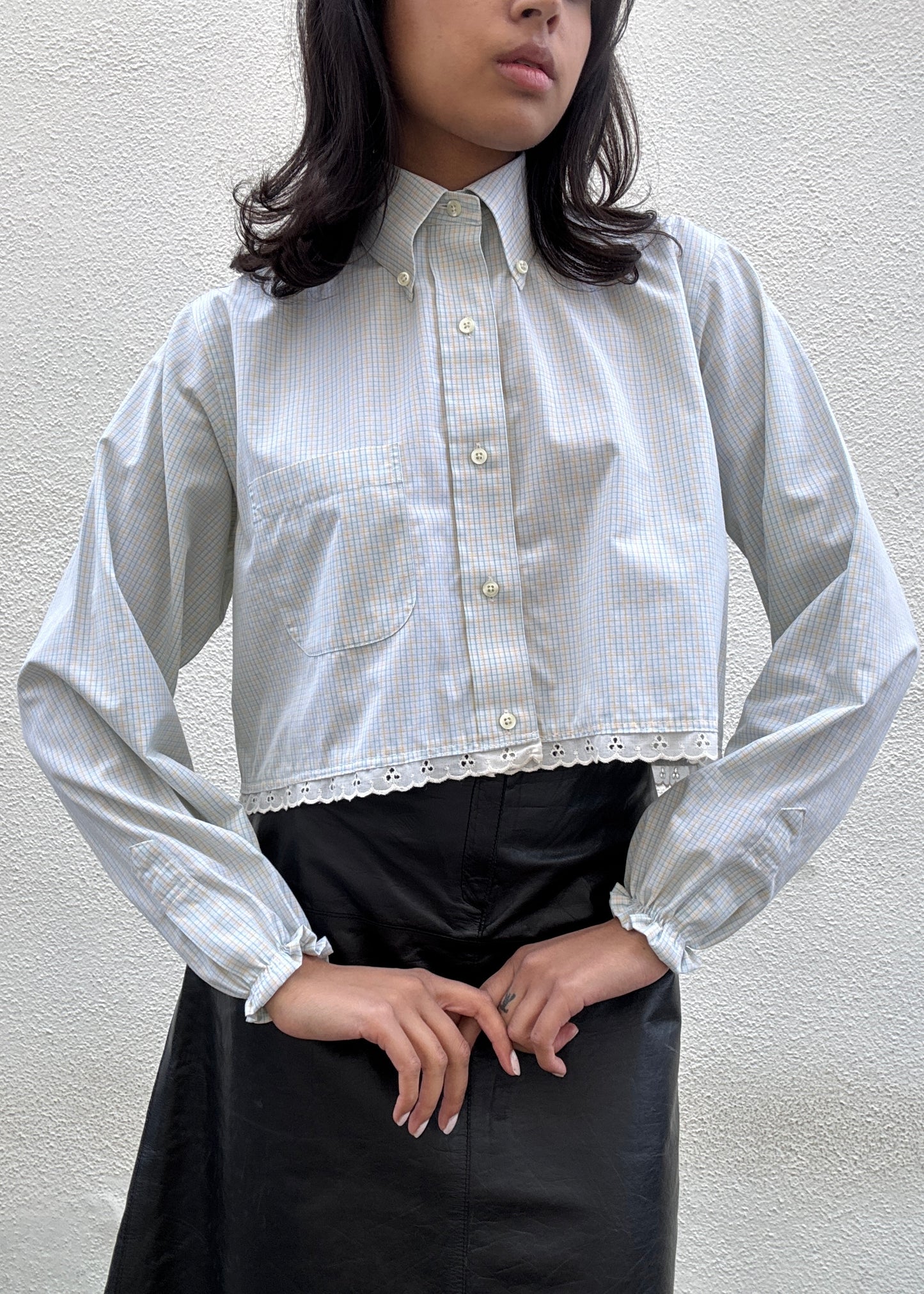 Wishful Sinful Brooks Brothers Aqua Yellow Top - The Curatorial Dept.