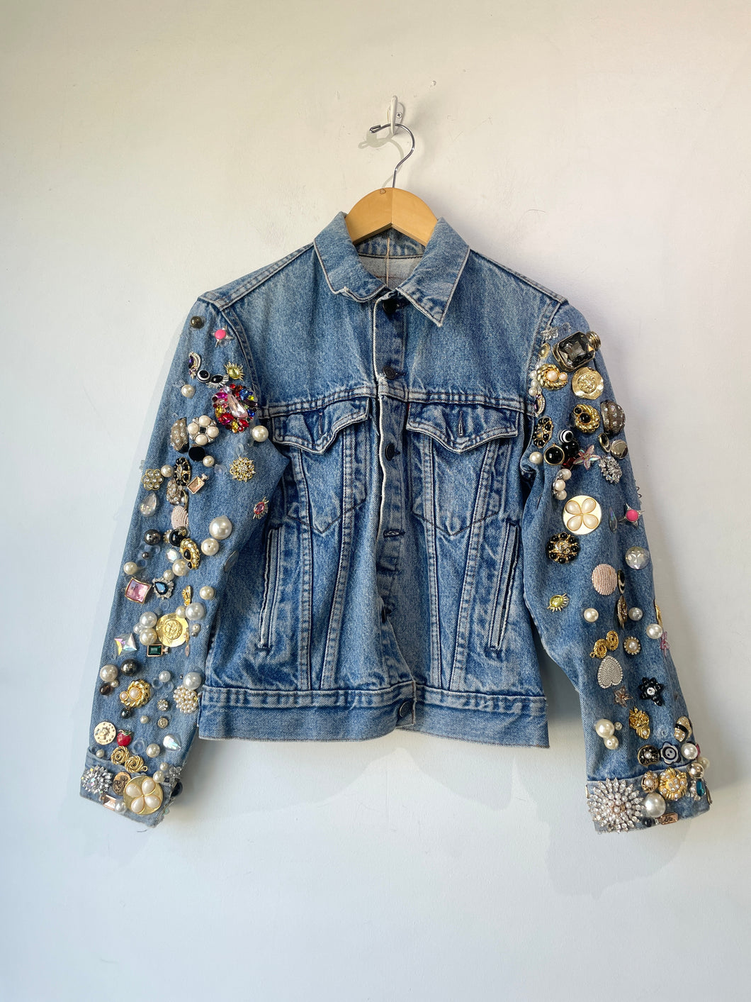 Vintage Levis Brooches and Sparklies Denim Jacket