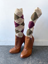 Alexander McQueen Leather Long Argyle Sock Boots