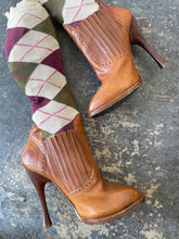 Alexander McQueen Leather Long Argyle Sock Boots