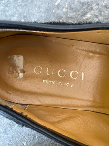 Vintage Gucci Black Pony Hair Loafers