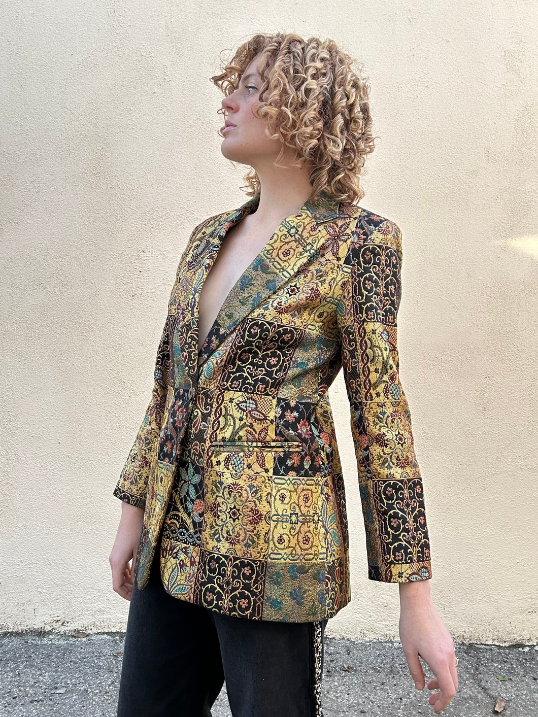 Giancarlo Ferrari Gold Brocade Blazer