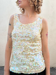 Ports Cream Sequin Tank