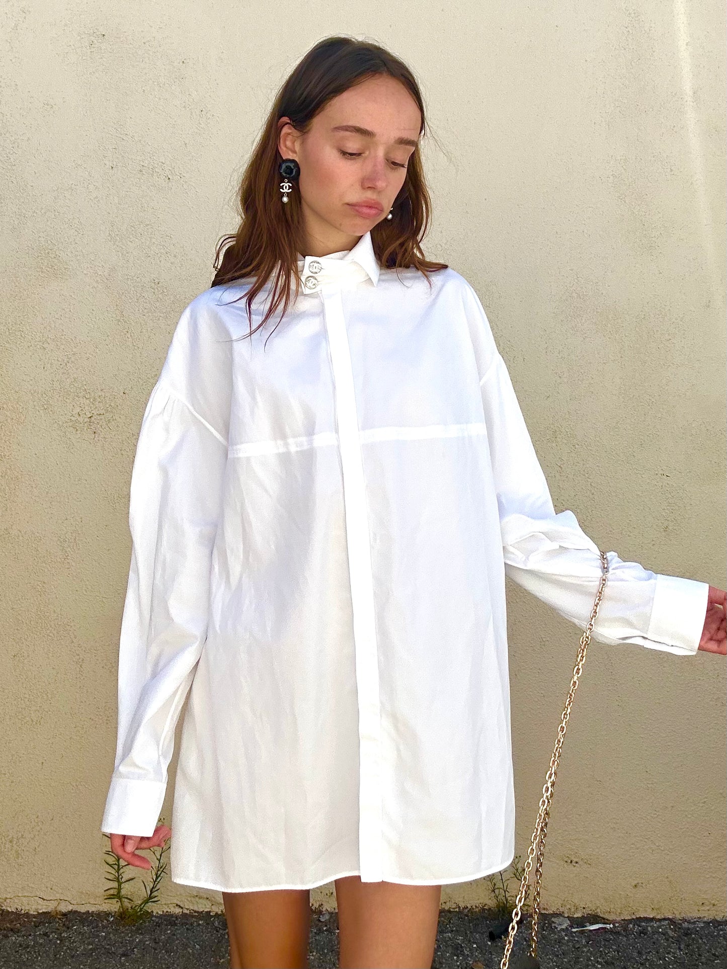 CHANEL White Long Sleeve Cotton Shirt - The Curatorial Dept.