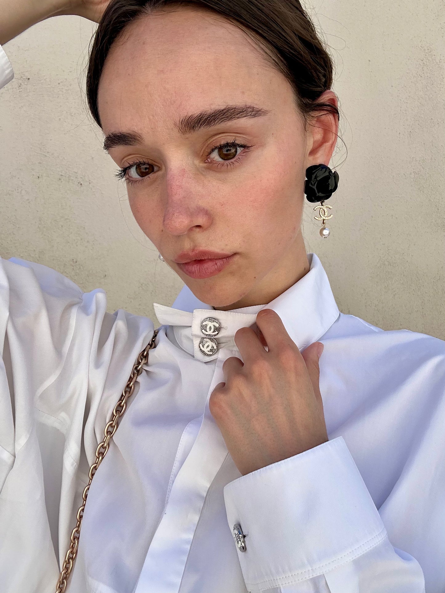 CHANEL Black Camellia Earrings - The Curatorial Dept.