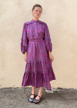 Apiece Apart Purple and Pink Floral Silk Dress with Sash