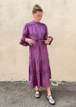 Apiece Apart Purple and Pink Floral Silk Dress with Sash