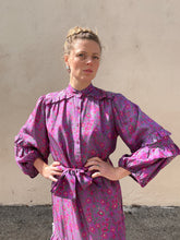 Apiece Apart Purple and Pink Floral Silk Dress with Sash
