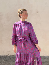 Apiece Apart Purple and Pink Floral Silk Dress with Sash
