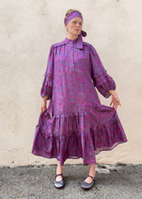 Apiece Apart Purple and Pink Floral Silk Dress with Sash