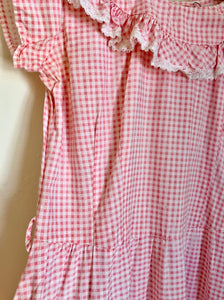 Vintage Pink and White Gingham Prarie Dress