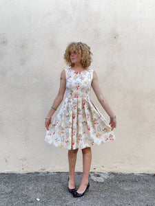 Vintage Cowboy Print Sleeveless Dress