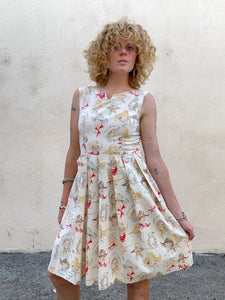 Vintage Cowboy Print Sleeveless Dress