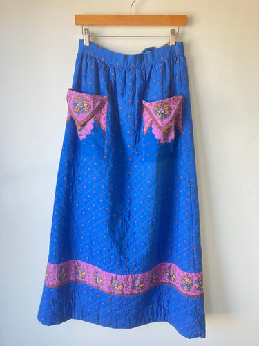 Vintage Soleiado La Provence Blue Purple Quilted Skirt