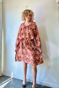 Raquel Allegra Orange Silk Tie-Dye Dress