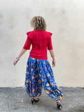 Vintage Blue Fruit Print Balloon Pants