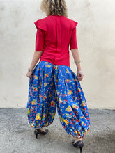 Vintage Blue Fruit Print Balloon Pants