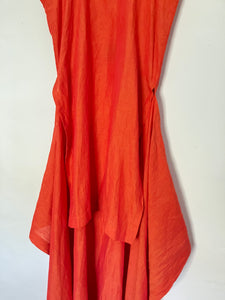 Shirin Guild Blood Orange Linen Wrap Dress - The Curatorial Dept.