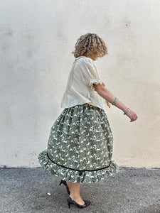 Batsheva x Laura Ashley Green "Abercastle" Skirt