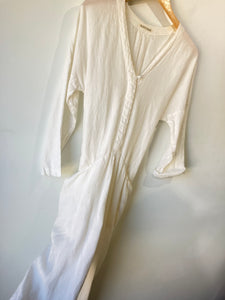 Black Crane White Linen Long Sleeve Jumpsuit