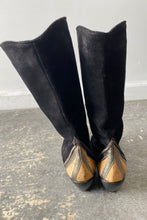 Vintage Andrew Geller Black Suede Snakeskin Boots Sz 8