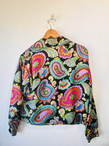 Vintage Donald Brooks Rainbow Paisley Cropped Silk Blazer