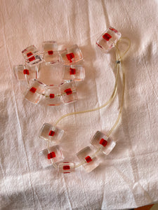 Vintage Clear Block with Red Pimento Bracelet