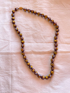 Vintage Painted Glass Bead Necklace in Cinnamon Color