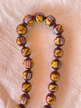 Vintage Painted Glass Bead Necklace in Cinnamon Color