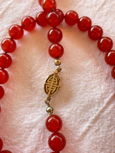 Gump’s Carnelian Beaded Necklace with Carving and 14K Gold Clasp