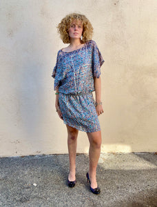 Joie Blue Block Print Silk Dress