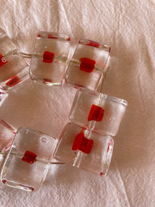 Vintage Clear Block with Red Pimento Bracelet