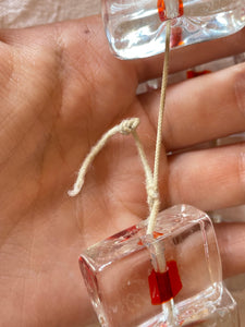 Vintage Clear Block with Red Pimento Bracelet