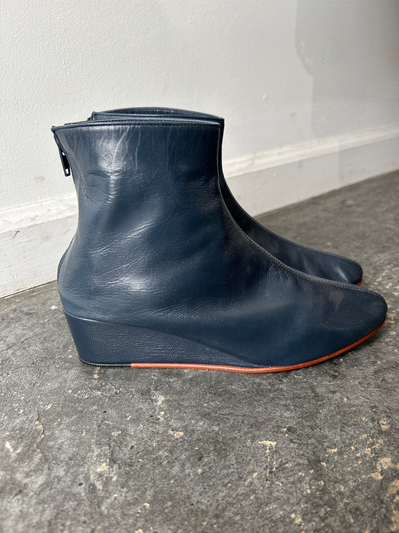 Martiniano Blue Wedge Boots – The Curatorial Dept.