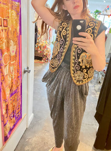 Vintage Carol Horn Vest With Sequin Elephants