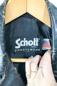 Vintage Schott Black Leather Fringe Vest