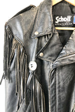 Vintage Schott Black Leather Fringe Vest