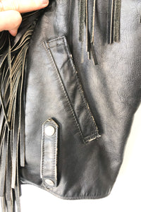 Vintage Schott Black Leather Fringe Vest